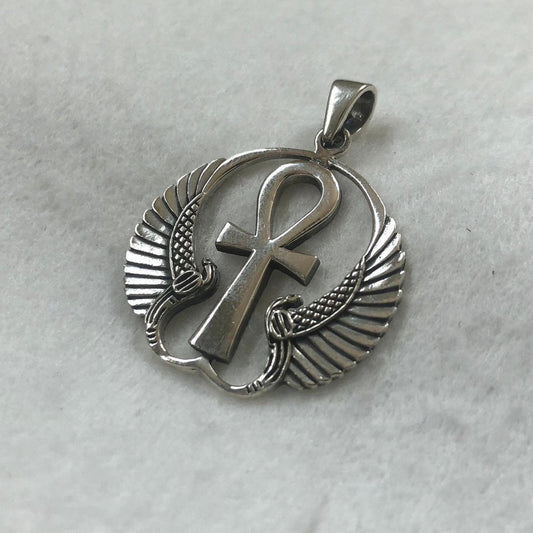 Ankh Egyptian Cross Isis Wings Amulet Pendant/Necklace