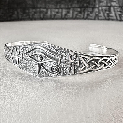 Egypt Eye of Horus God Ankh Cross Cuff Bracelet