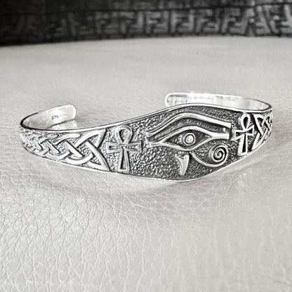 Egypt Eye of Horus God Ankh Cross Cuff Bracelet
