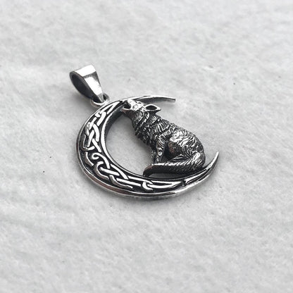 Crescent Moon Wolf Celtic Fenrir Pendant/Necklace