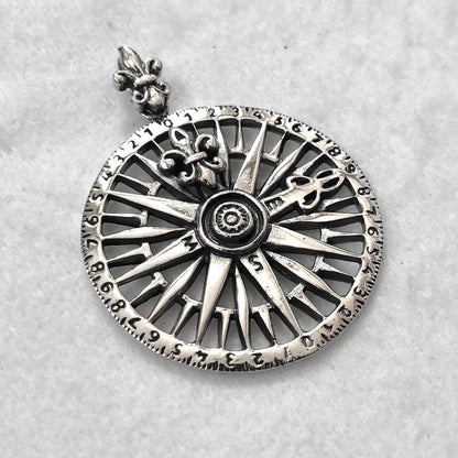 North Star Compass Fleur De Lis Pendant/Necklace