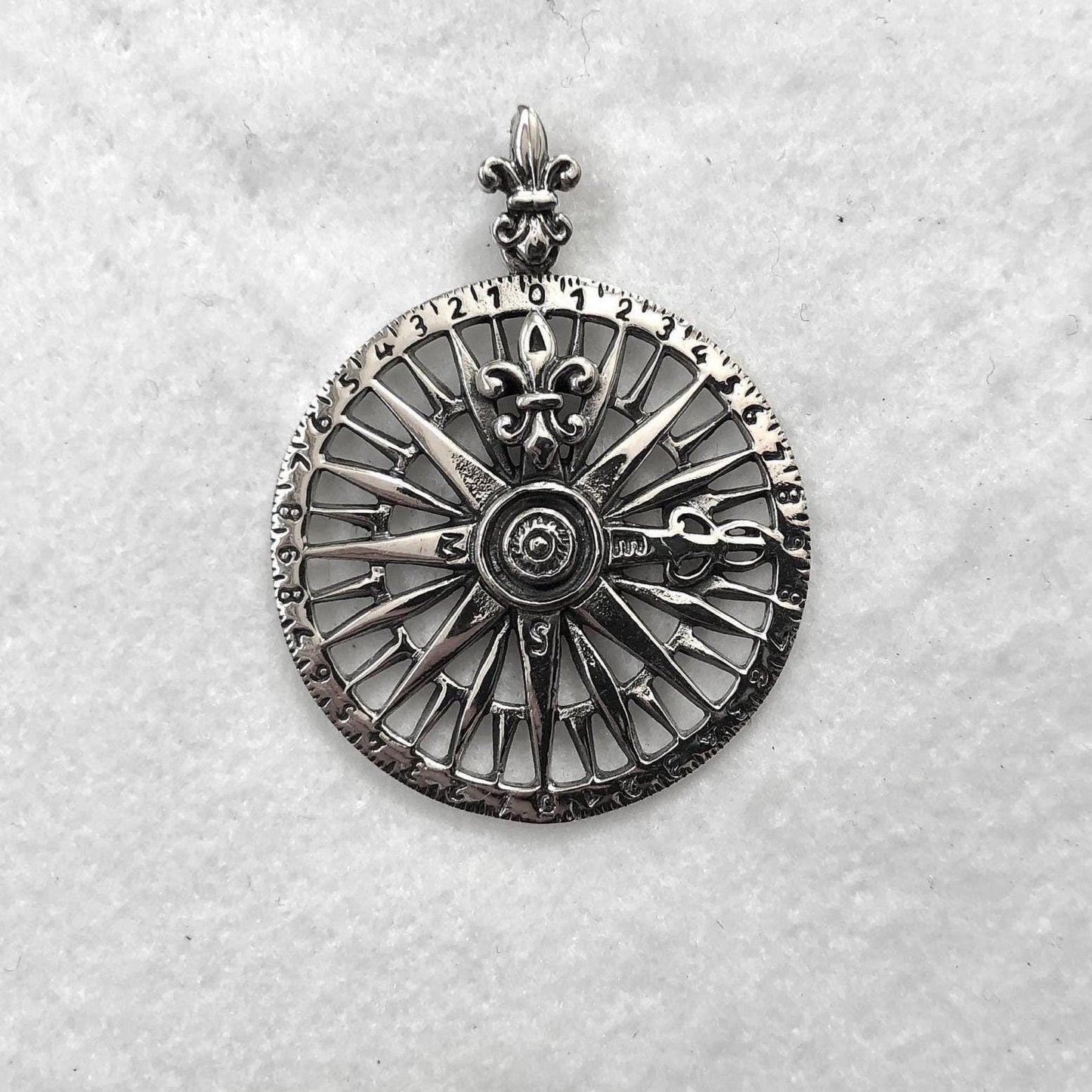 North Star Compass Fleur De Lis Pendant/Necklace