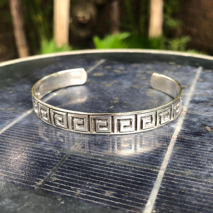 Greek Key Meander Infinity Square Cuff Bracelet