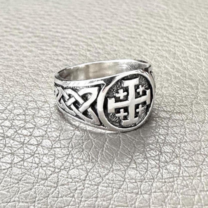 Jerusalem Christian Cross Potent Ring