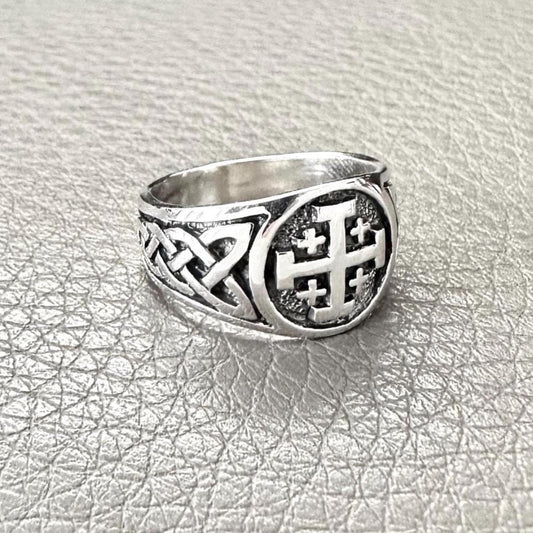 Jerusalem Christian Cross Potent Ring