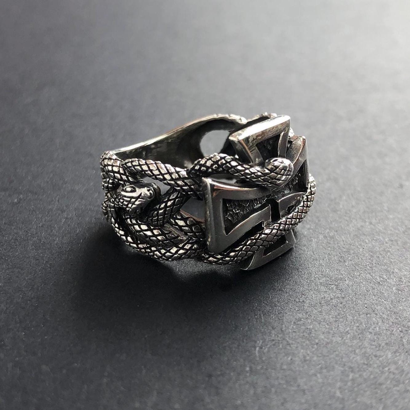 Knight Templar Cross Seal Crusader Snake Ring