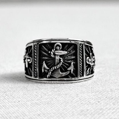 Anchor Punk Pirate Ship Sailor Ring