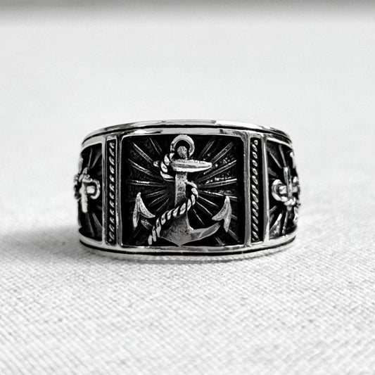 Anchor Punk Pirate Ship Sailor Ring