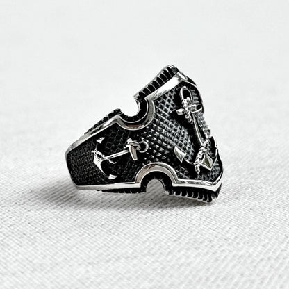 Anchor Punk Pirate Ship Sailor Ring