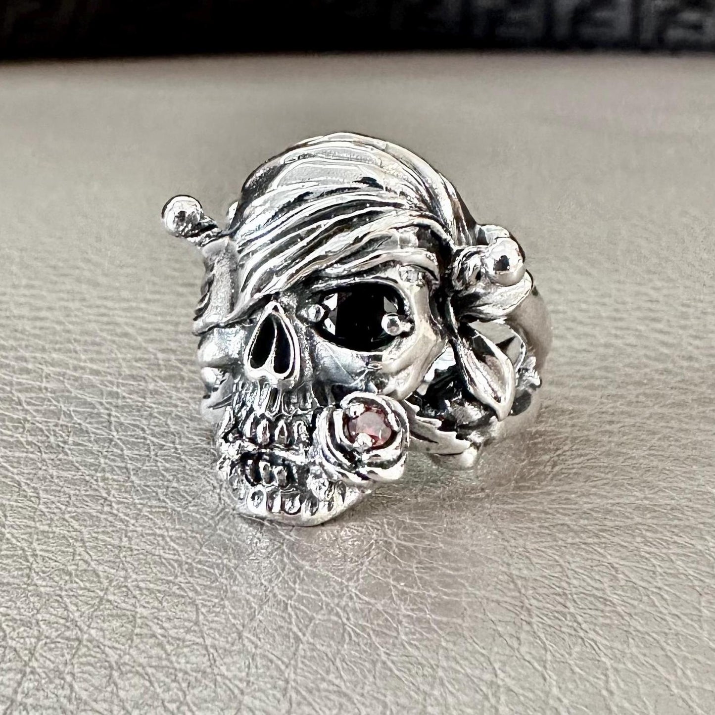 Pirate Skull Punk Gothic Biker Bones Stone Ring