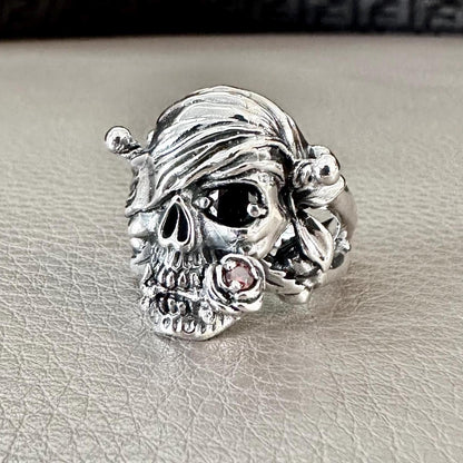 Pirate Skull Punk Gothic Biker Bones Stone Ring