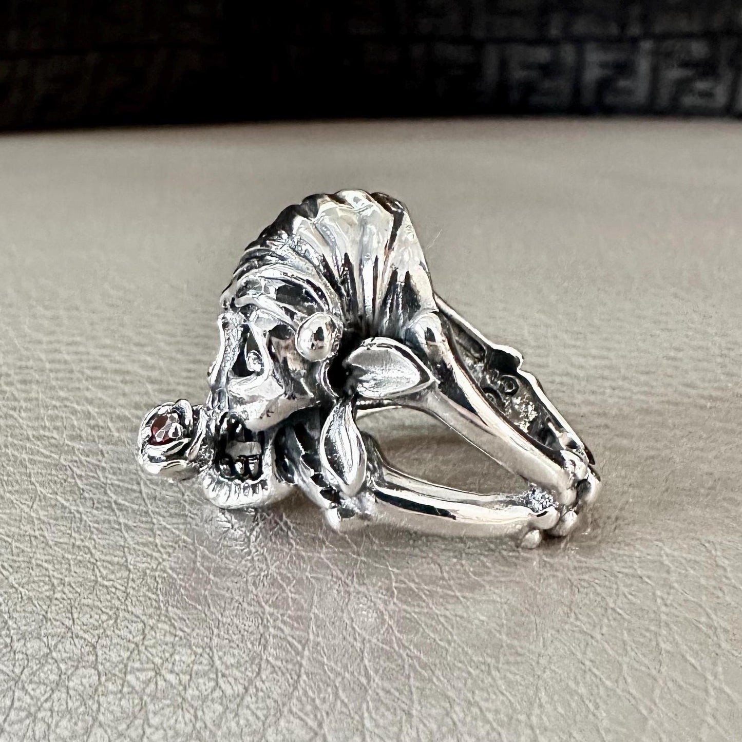 Pirate Skull Punk Gothic Biker Bones Stone Ring