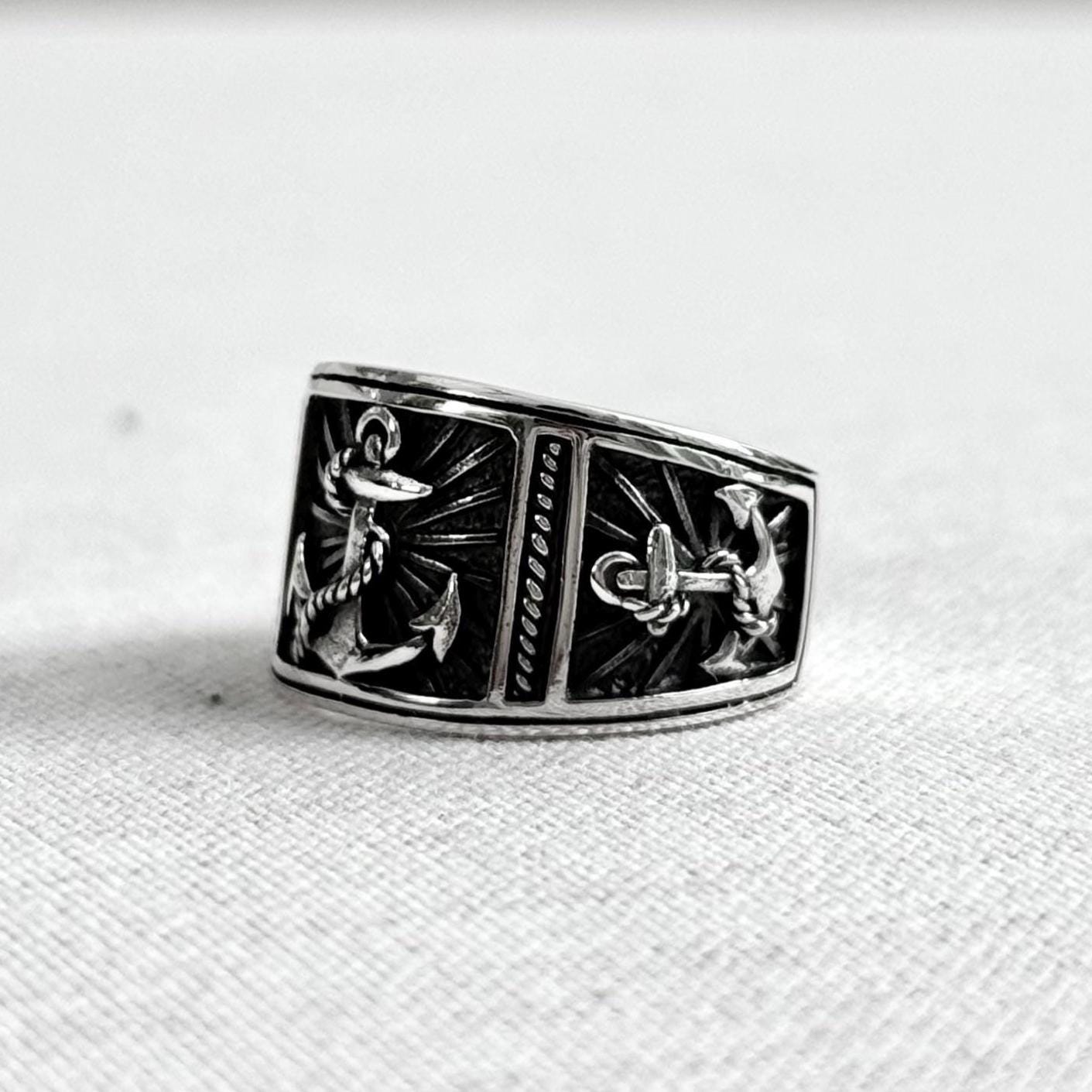 Anchor Punk Pirate Ship Sailor Ring