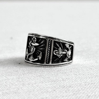Anchor Punk Pirate Ship Sailor Ring