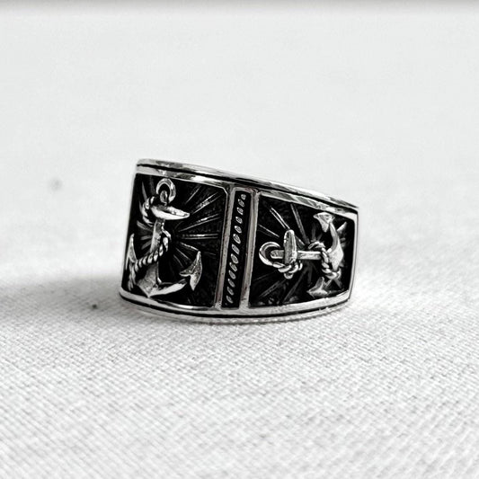 Anchor Punk Pirate Ship Sailor Ring