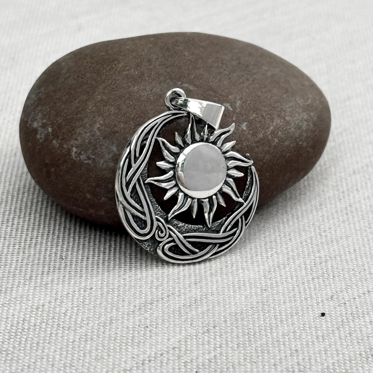Celtic Sun and Crescent Moon Pendant/Necklace