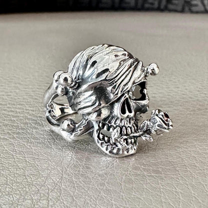Pirate Skull Punk Gothic Biker Bones Stone Ring