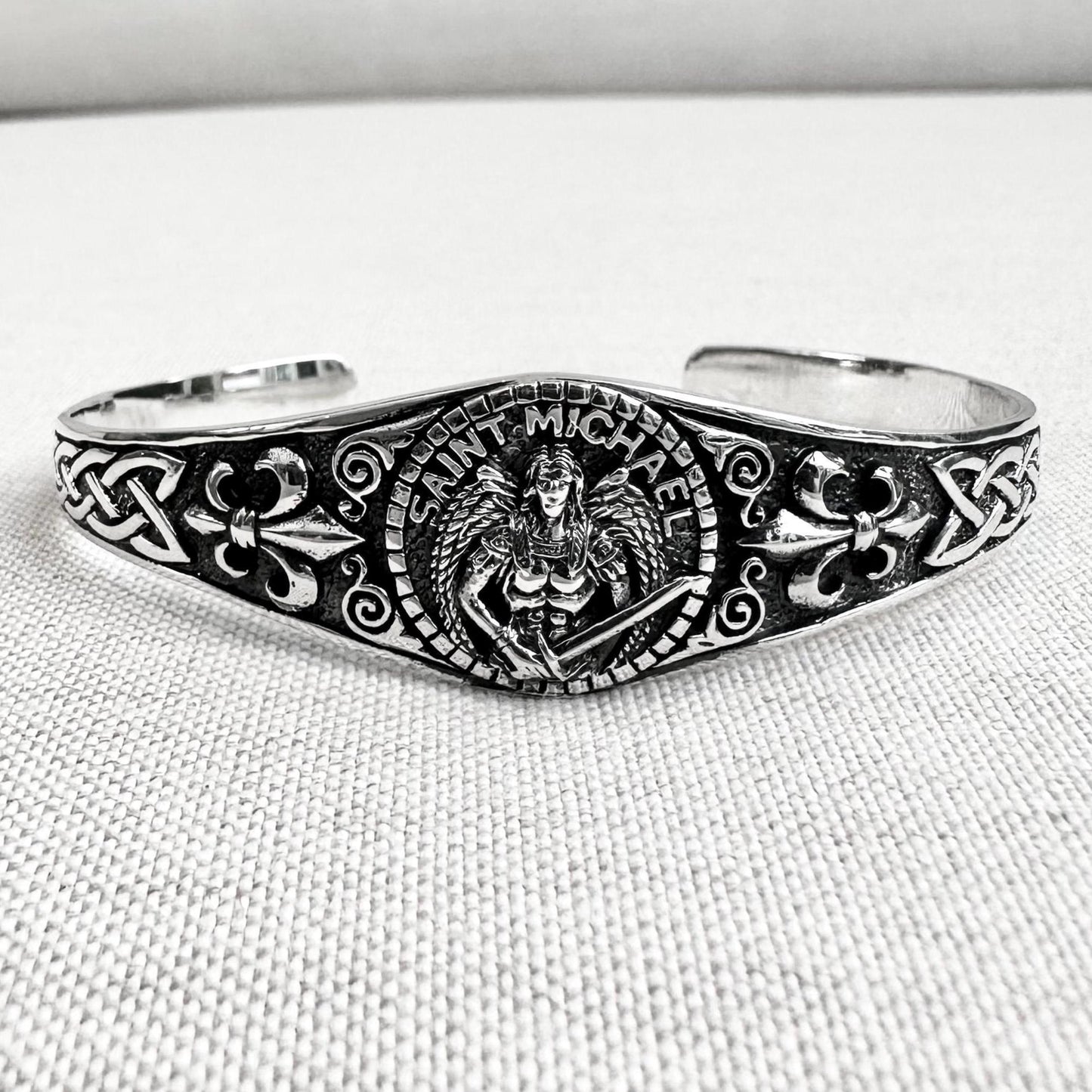 Saint Michael Christian Guardian Archangel Cuff Bracelet