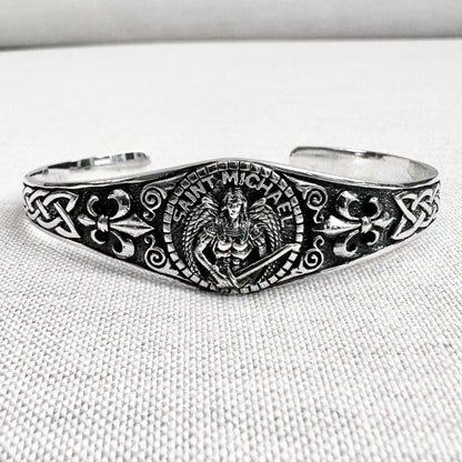 Saint Michael Christian Guardian Archangel Cuff Bracelet
