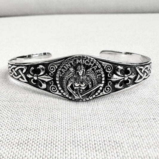 Saint Michael Christian Guardian Archangel Cuff Bracelet