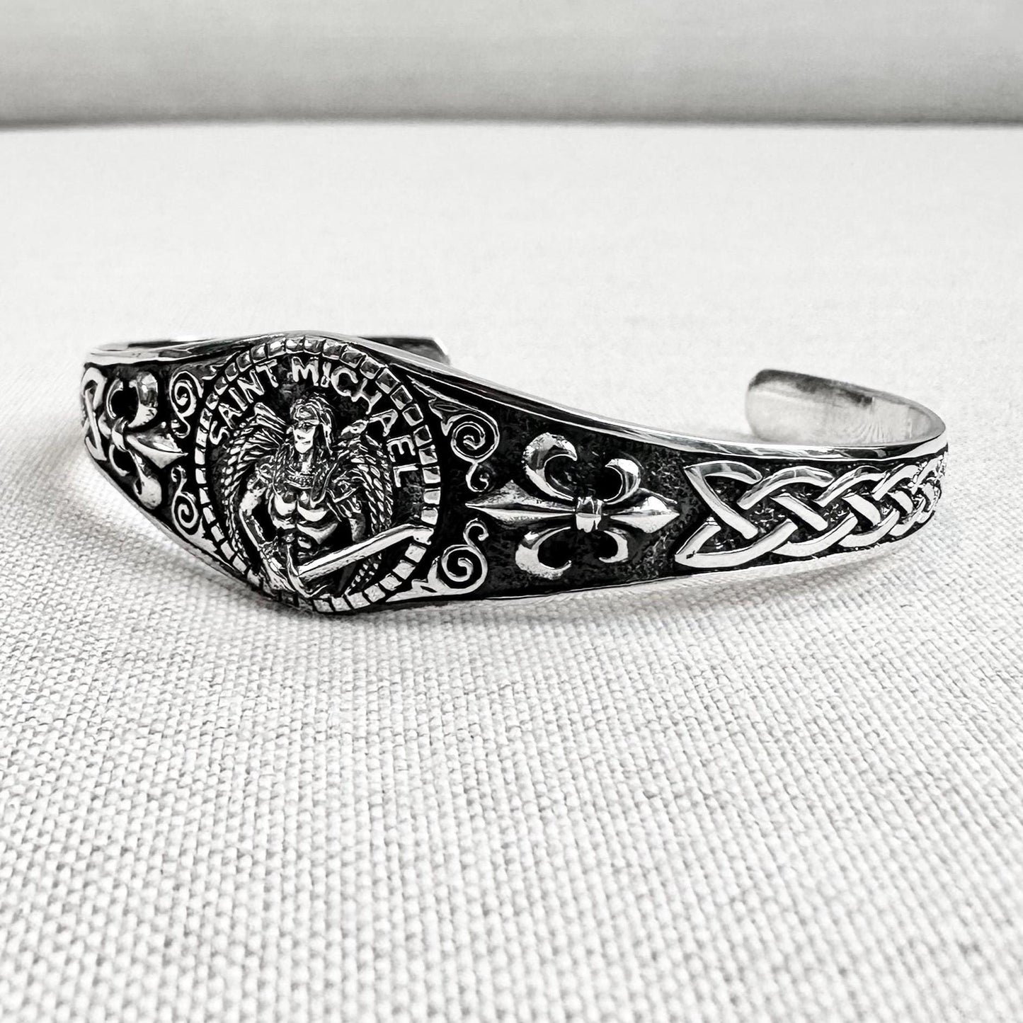 Saint Michael Christian Guardian Archangel Cuff Bracelet