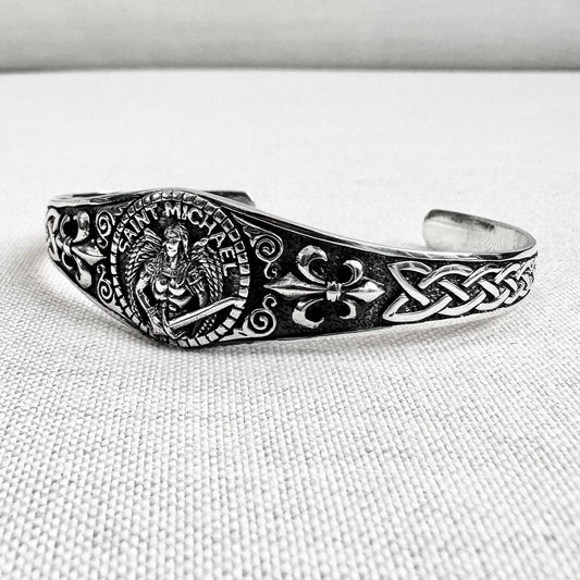 Saint Michael Christian Guardian Archangel Cuff Bracelet