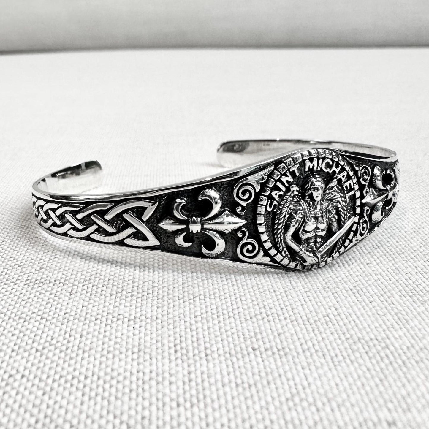 Saint Michael Christian Guardian Archangel Cuff Bracelet