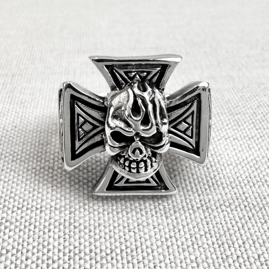 Templar Cross Skull Knight Seal Crusader Ring