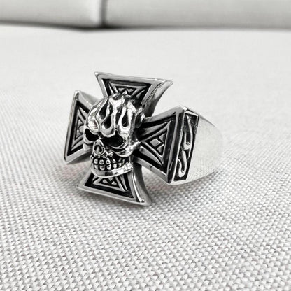 Templar Cross Skull Knight Seal Crusader Ring