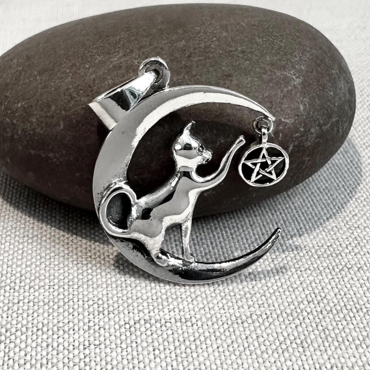 Cat Crescent Moon Luna Pendant/Necklace