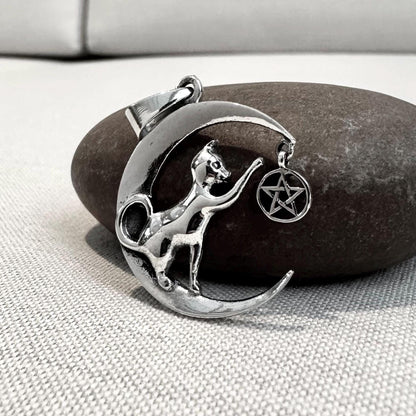 Cat Crescent Moon Luna Pendant/Necklace