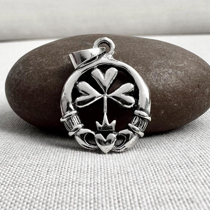 Claddagh Irish Heart Lucky Clover Pendant/Necklace