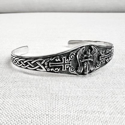 Saint Michael Christian Guardian Archangel Cuff Bracelet