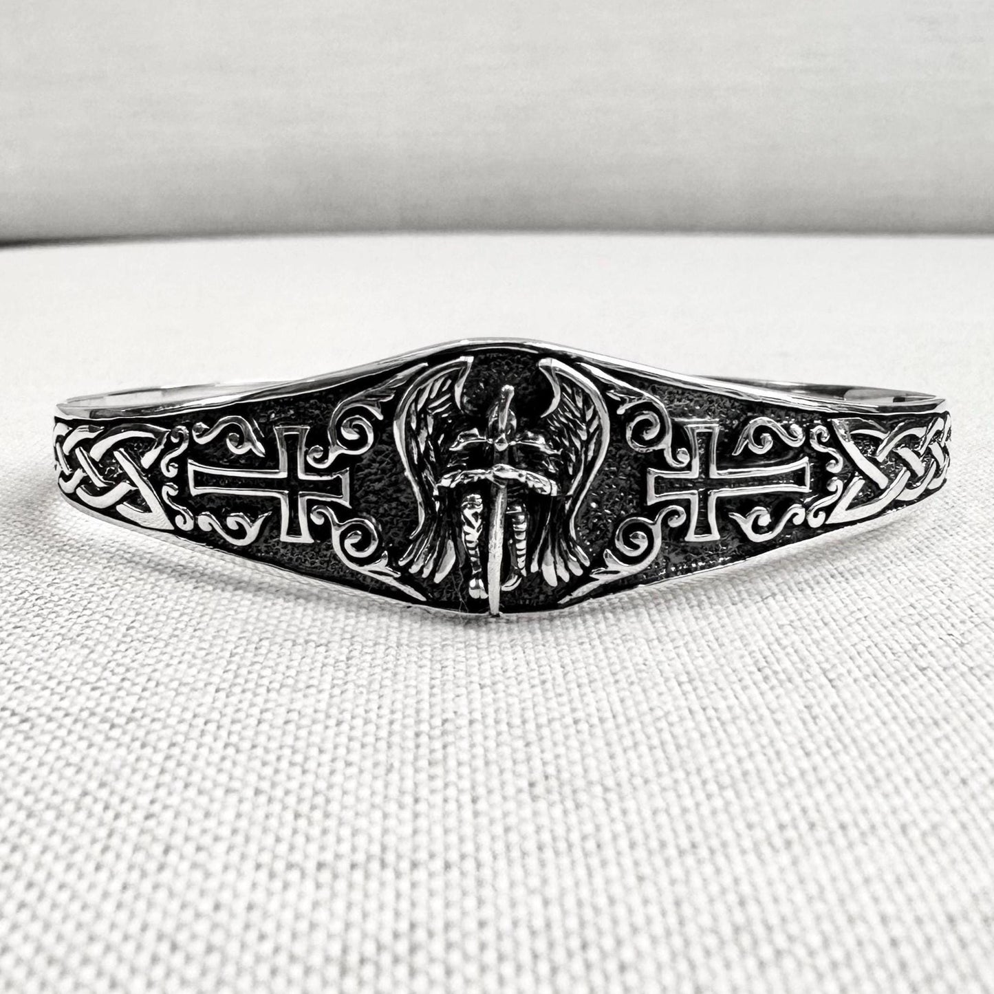 Saint Michael Christian Guardian Archangel Cuff Bracelet