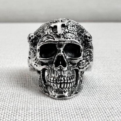 Big Skull Gothic Punk Biker Skeleton Ring