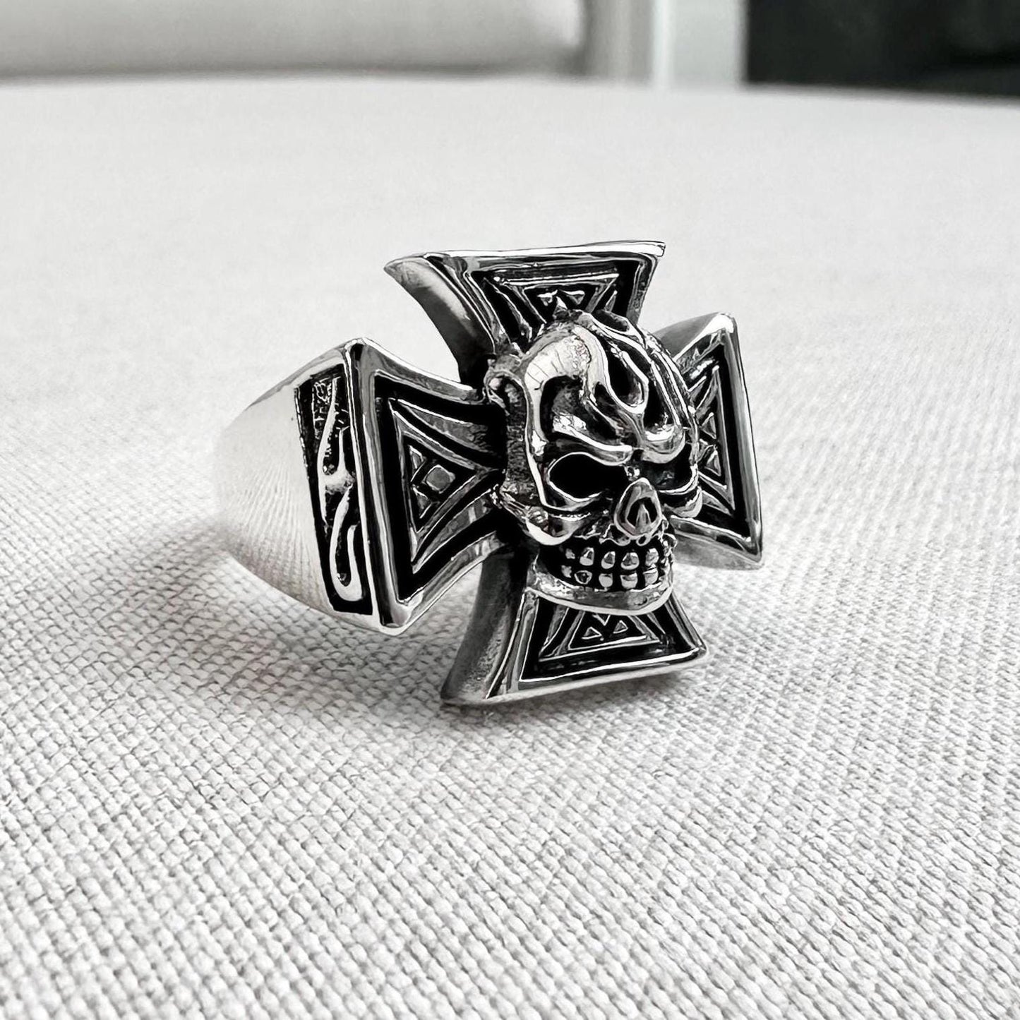 Templar Cross Skull Knight Seal Crusader Ring