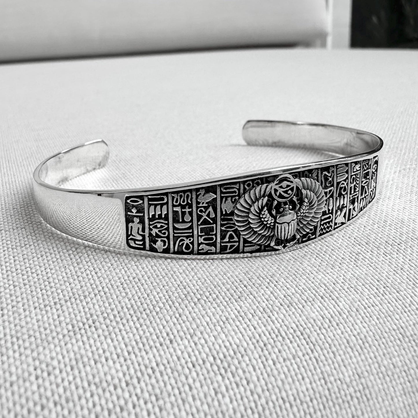 Scarab Egyptian Beetle Bug Scarabaeus Cuff Bracelet