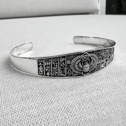 Scarab Egyptian Beetle Bug Scarabaeus Cuff Bracelet