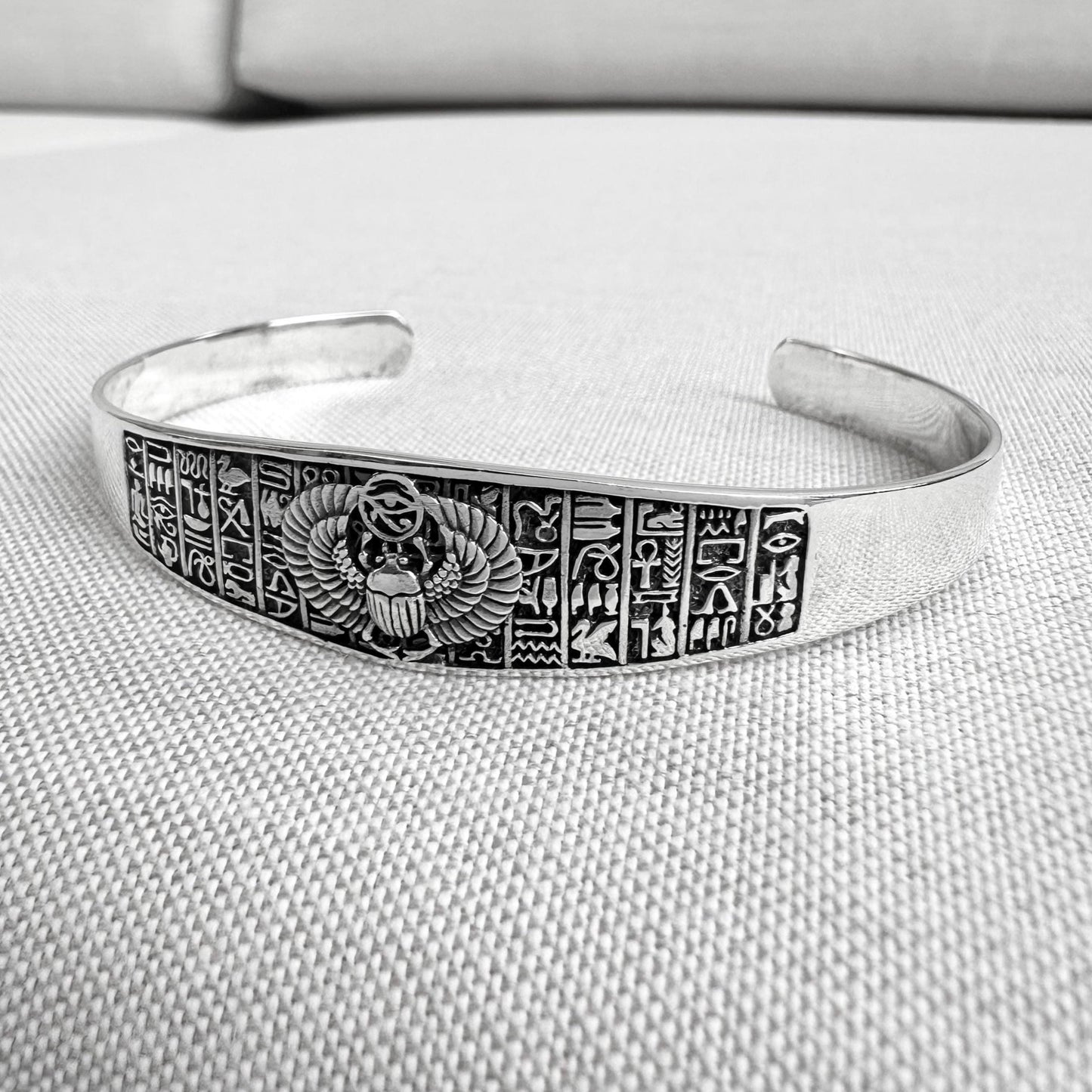 Scarab Egyptian Beetle Bug Scarabaeus Cuff Bracelet
