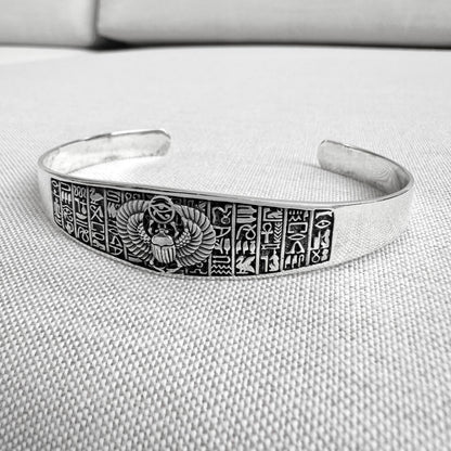 Scarab Egyptian Beetle Bug Scarabaeus Cuff Bracelet