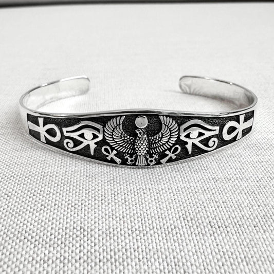 Horus Falcon Egypt Eye God Deity Cuff Bracelet