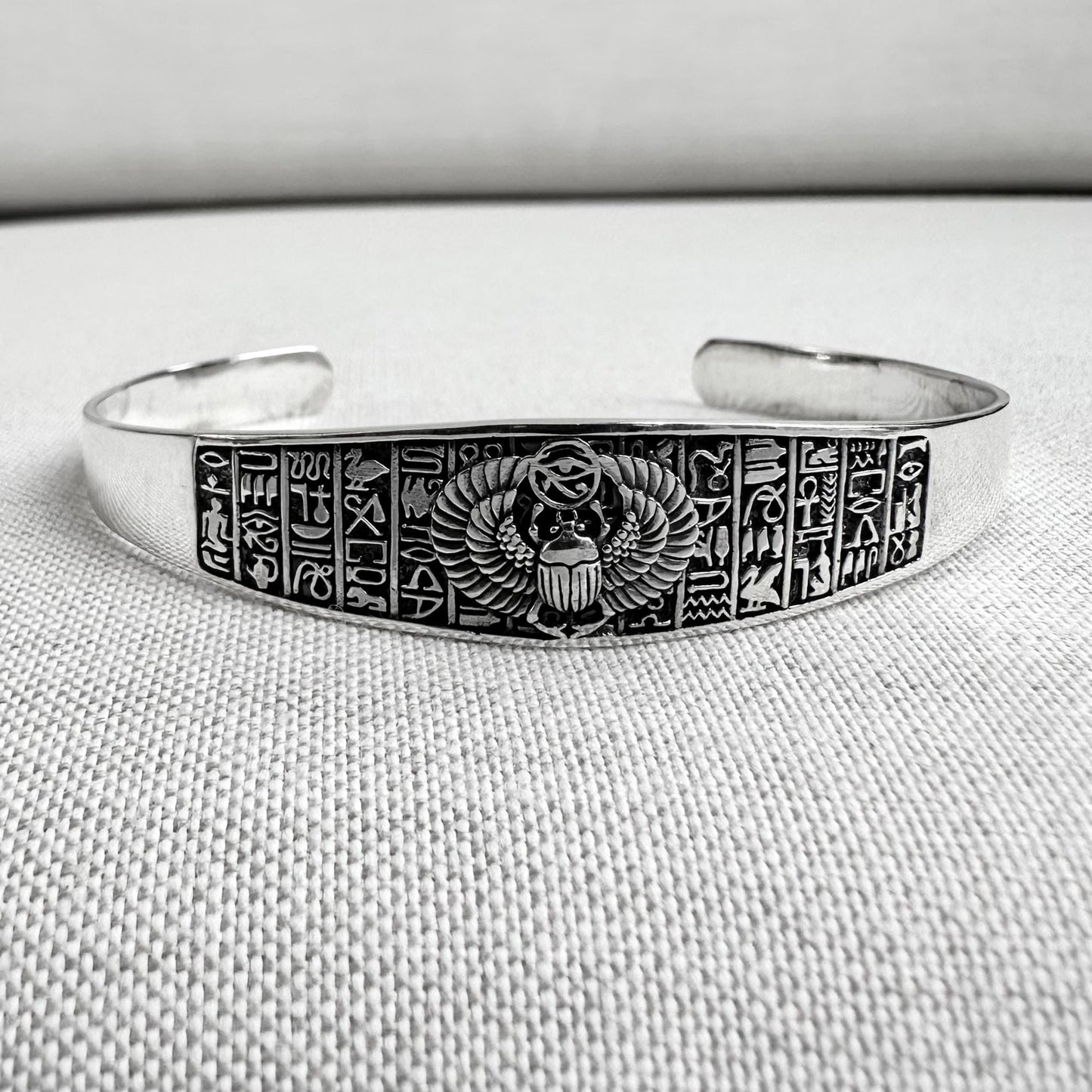 Scarab Egyptian Beetle Bug Scarabaeus Cuff Bracelet