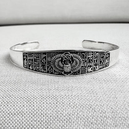 Scarab Egyptian Beetle Bug Scarabaeus Cuff Bracelet