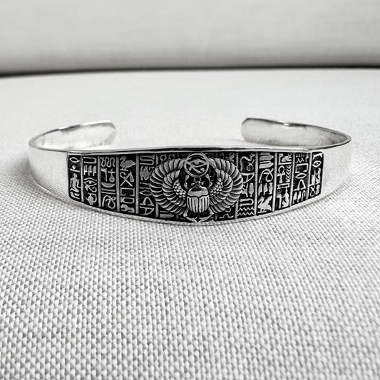 Scarab Egyptian Beetle Bug Scarabaeus Cuff Bracelet