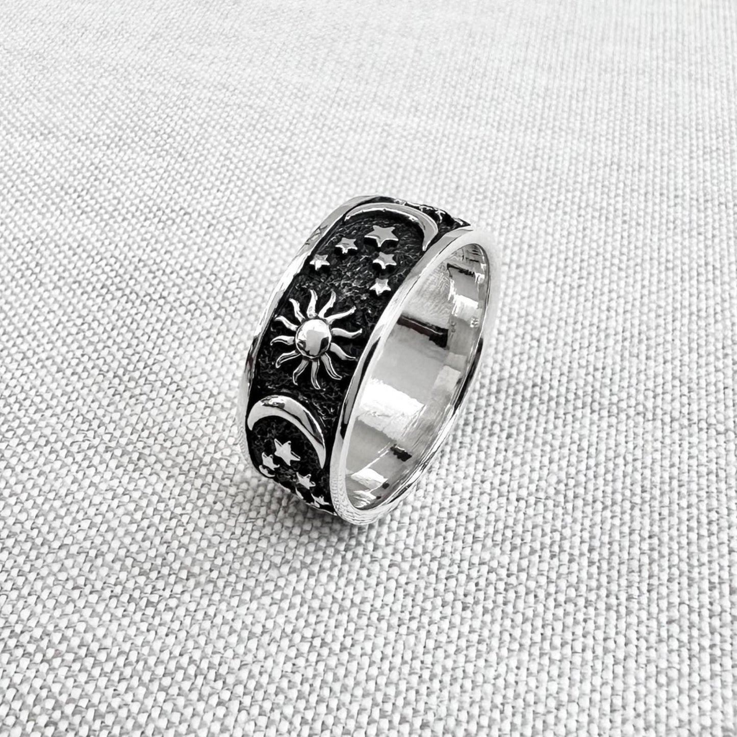 Celtic Crescent Moon Sun Ring