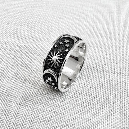 Celtic Crescent Moon Sun Ring