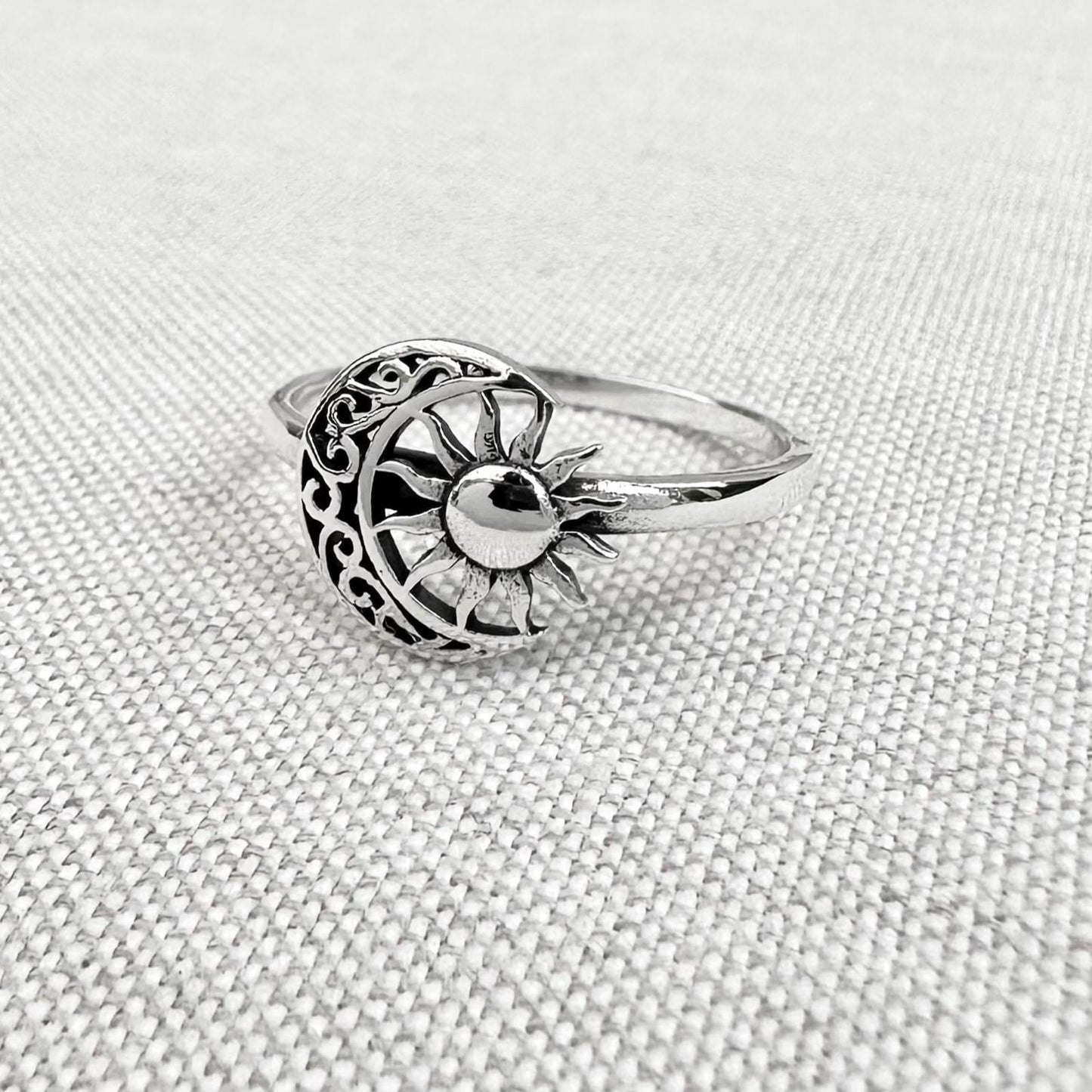 Crescent Moon Sun Ring
