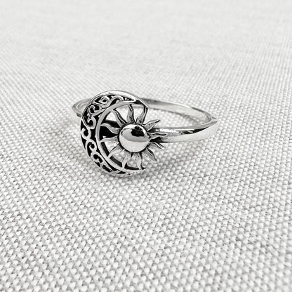 Crescent Moon Sun Ring
