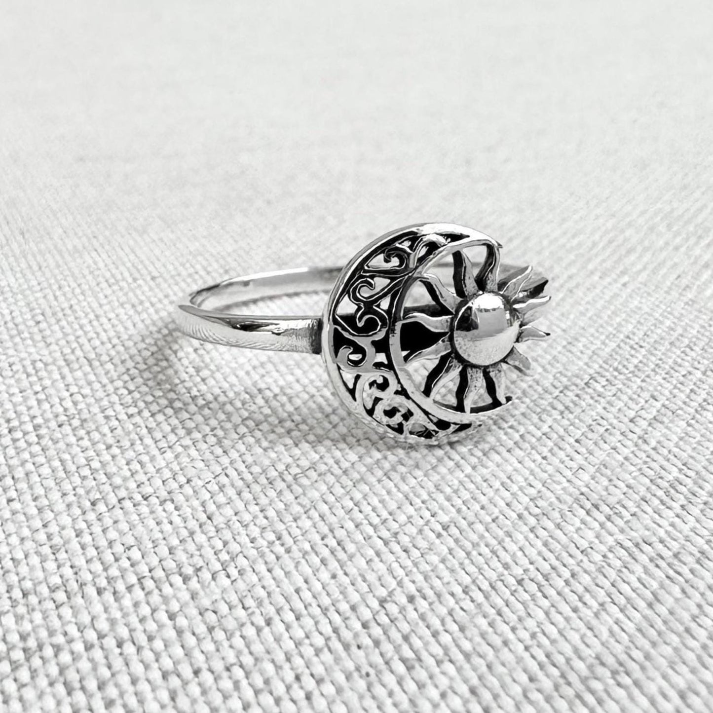 Crescent Moon Sun Ring