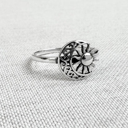 Crescent Moon Sun Ring